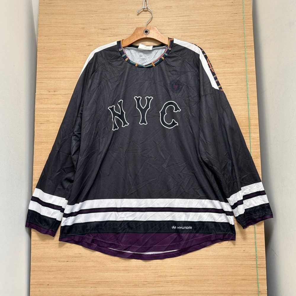 Coyote NYC Hockey Jersey Mens XL Black Purple Long Sleeve Mesh Streetwear